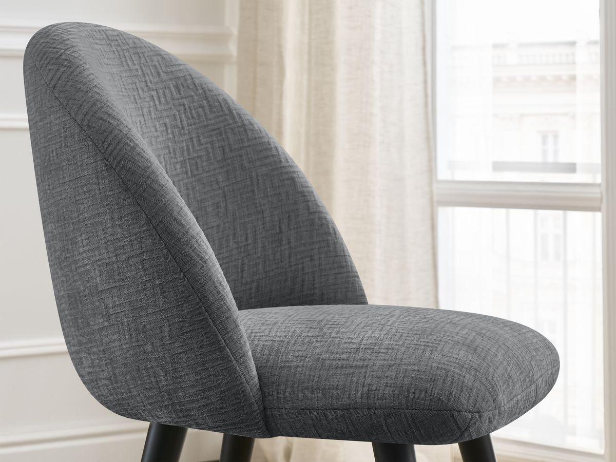 Lot de chaises LALIE tissu texturé et pieds scandinaves noirs