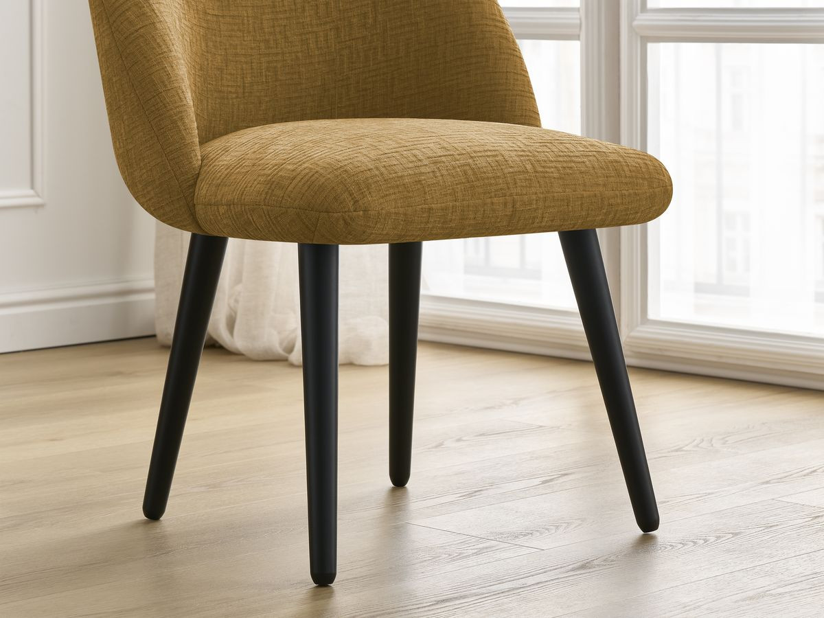 Lot de chaises LALIE tissu texturé et pieds scandinaves noirs