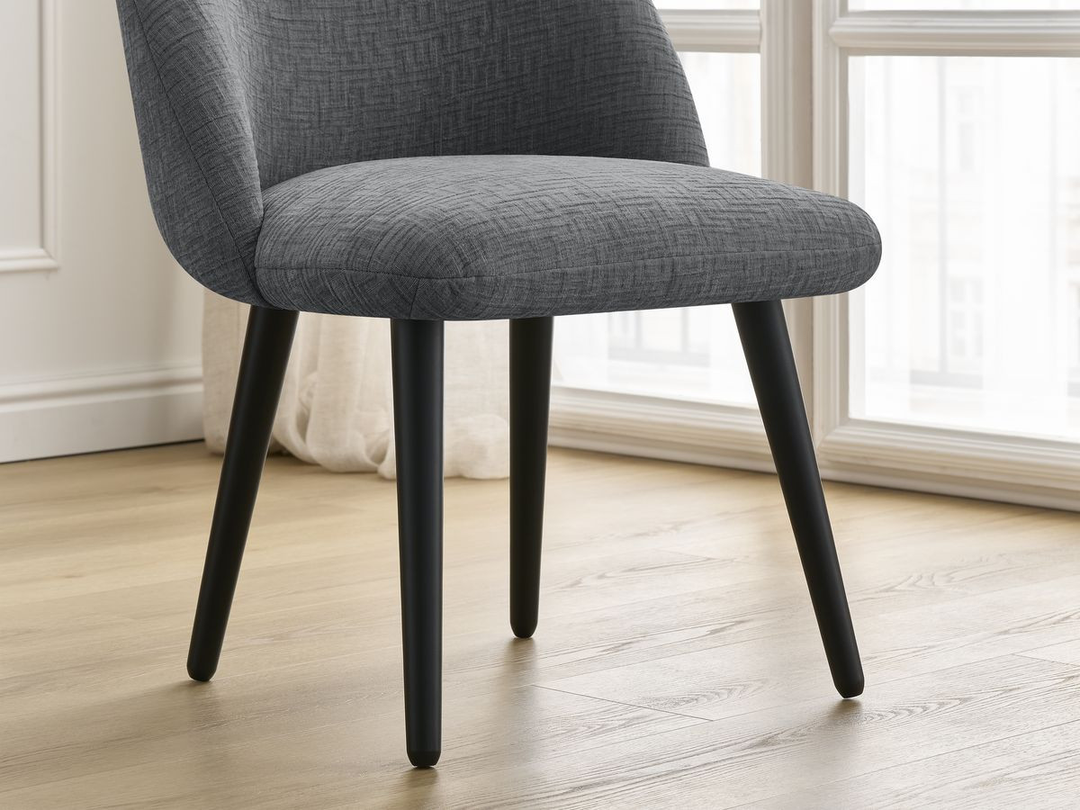 Lot de chaises LALIE tissu texturé et pieds scandinaves noirs