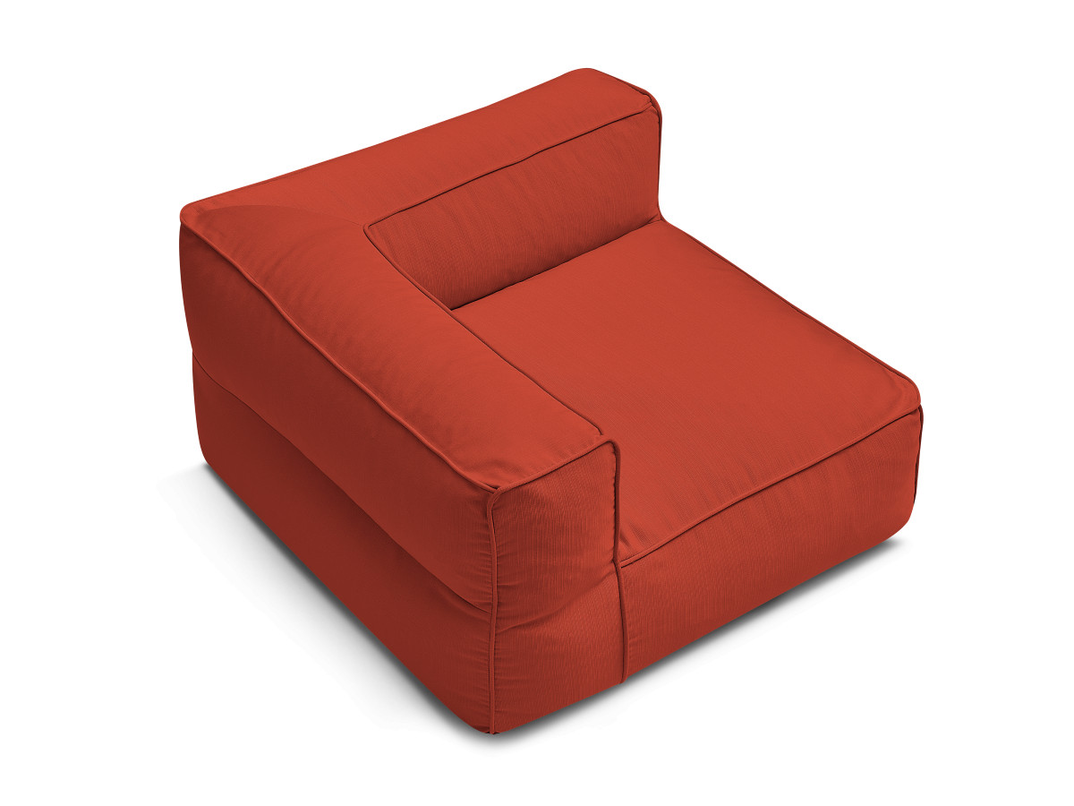 Canapé d'angle fixe EVEREST tissu chiné - Orange - Angle droit - 10 coussins
