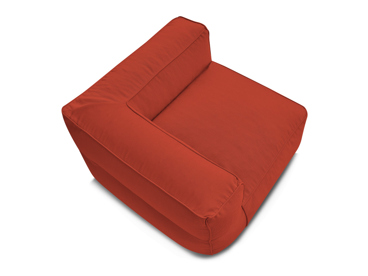 Canapé d'angle fixe EVEREST tissu chiné - Orange - Angle droit - 10 coussins