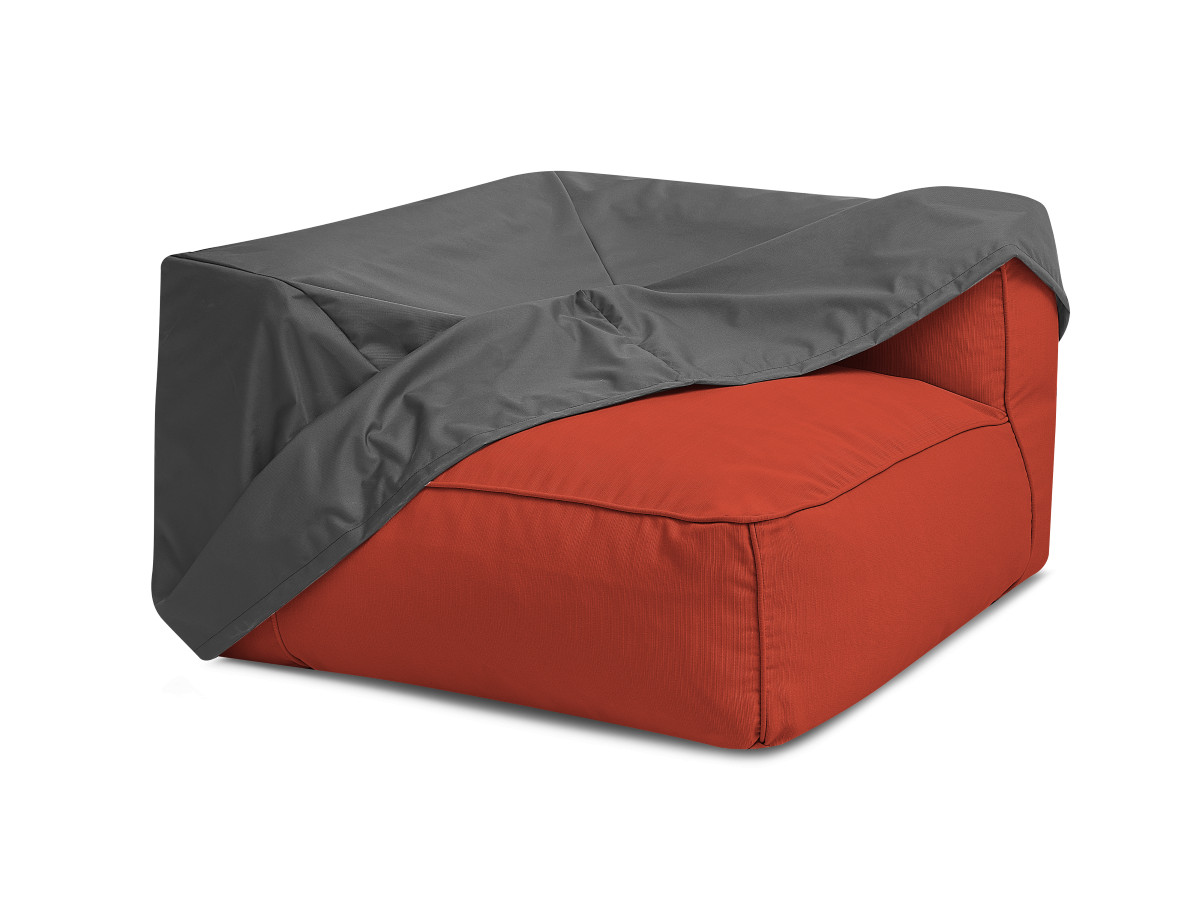 Canapé d'angle fixe EVEREST tissu chiné - Orange - Angle droit - 10 coussins