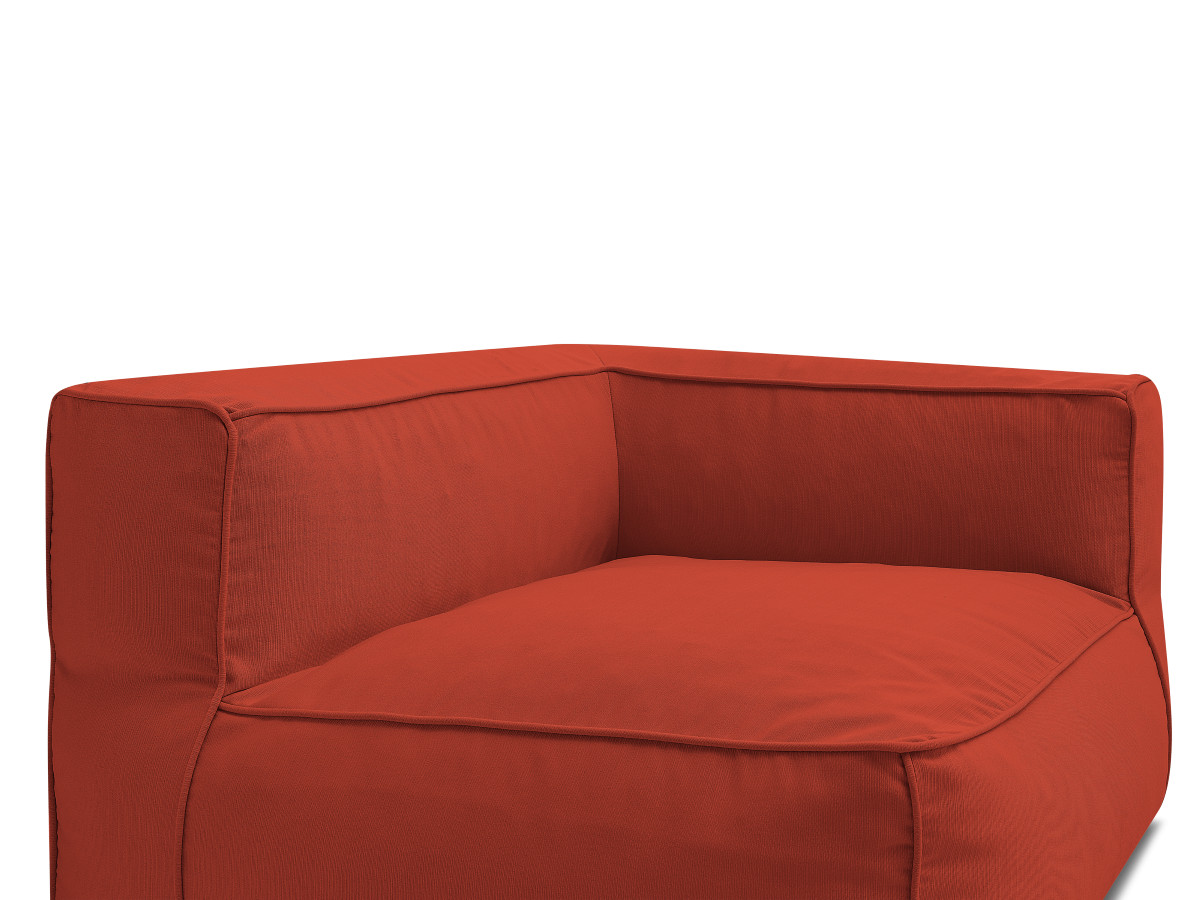 Canapé d'angle fixe EVEREST tissu chiné - Orange - Angle droit - 10 coussins