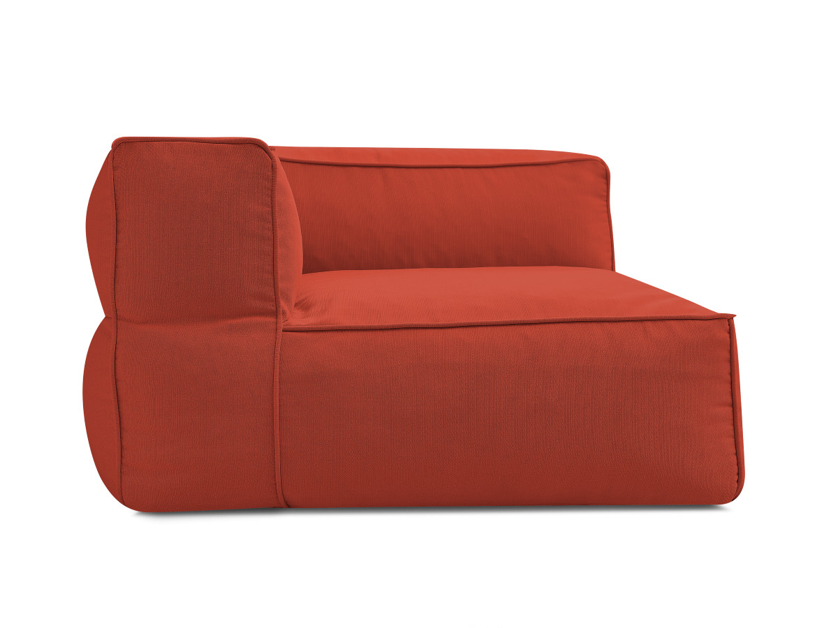 Canapé d'angle fixe EVEREST tissu chiné - Orange - Angle droit - 10 coussins