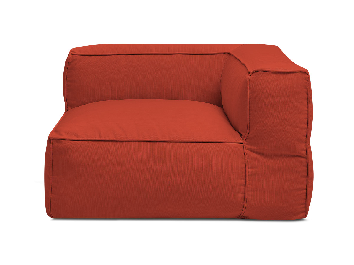 Canapé d'angle fixe EVEREST tissu chiné - Orange - Angle droit - 10 coussins