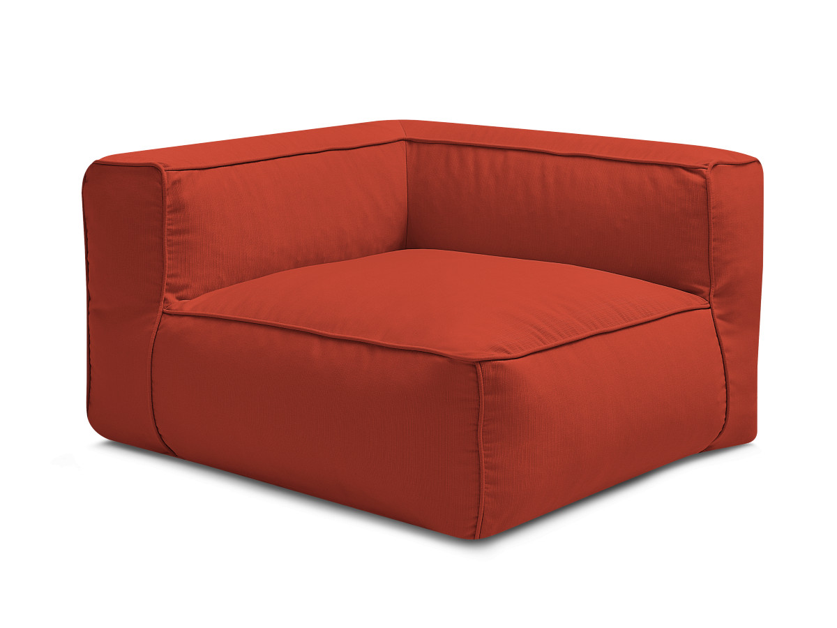 Canapé d'angle fixe EVEREST tissu chiné - Orange - Angle droit - 10 coussins