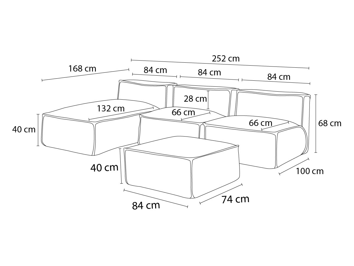 Canapé d'angle fixe EVEREST tissu chiné - Orange - Angle droit - 10 coussins