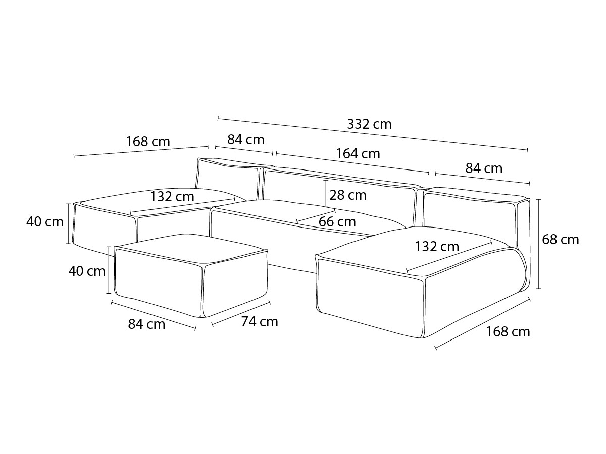 Canapé d'angle fixe EVEREST tissu chiné - Orange - Angle droit - 10 coussins