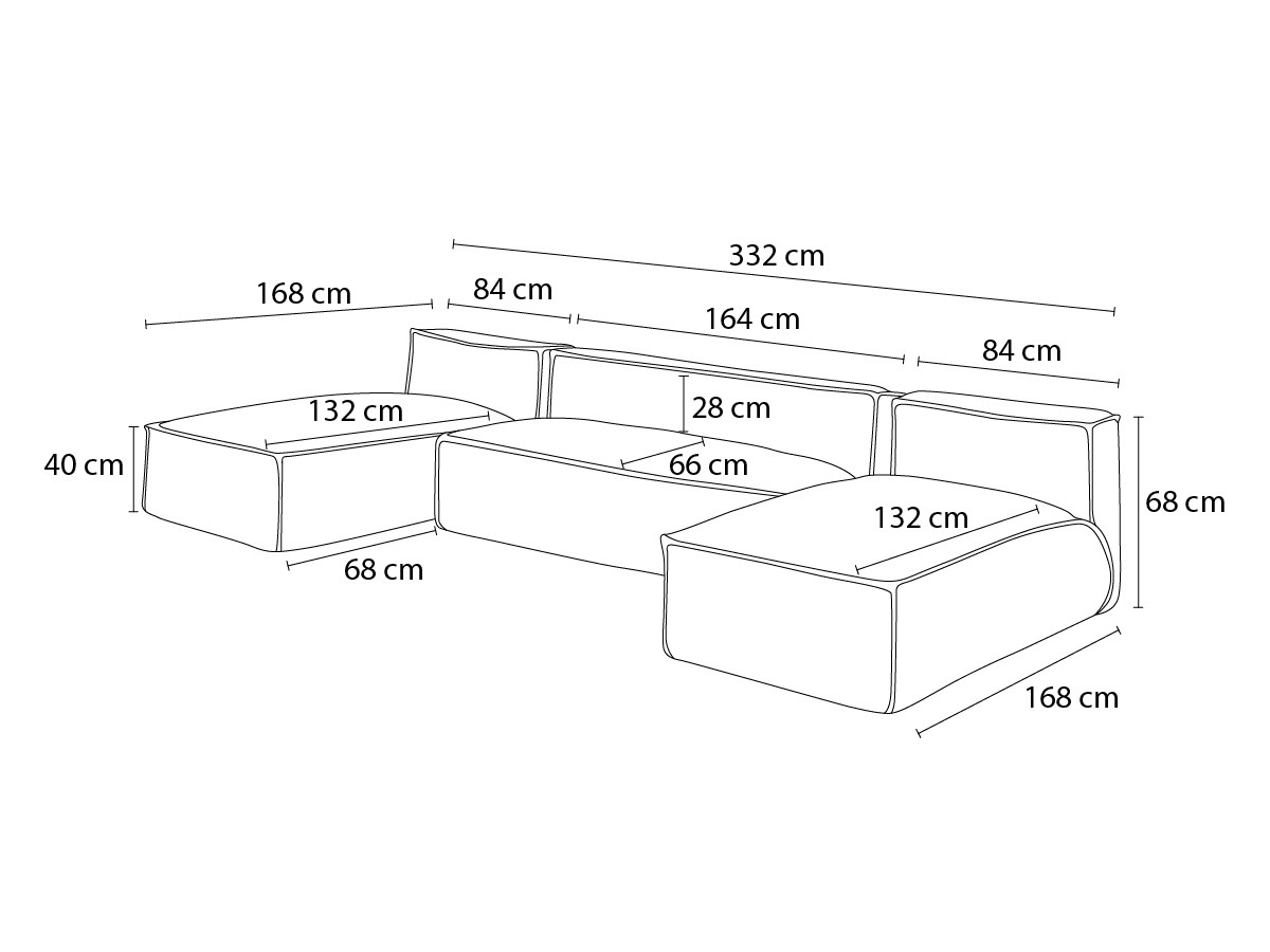 Canapé d'angle fixe EVEREST tissu chiné - Orange - Angle droit - 10 coussins