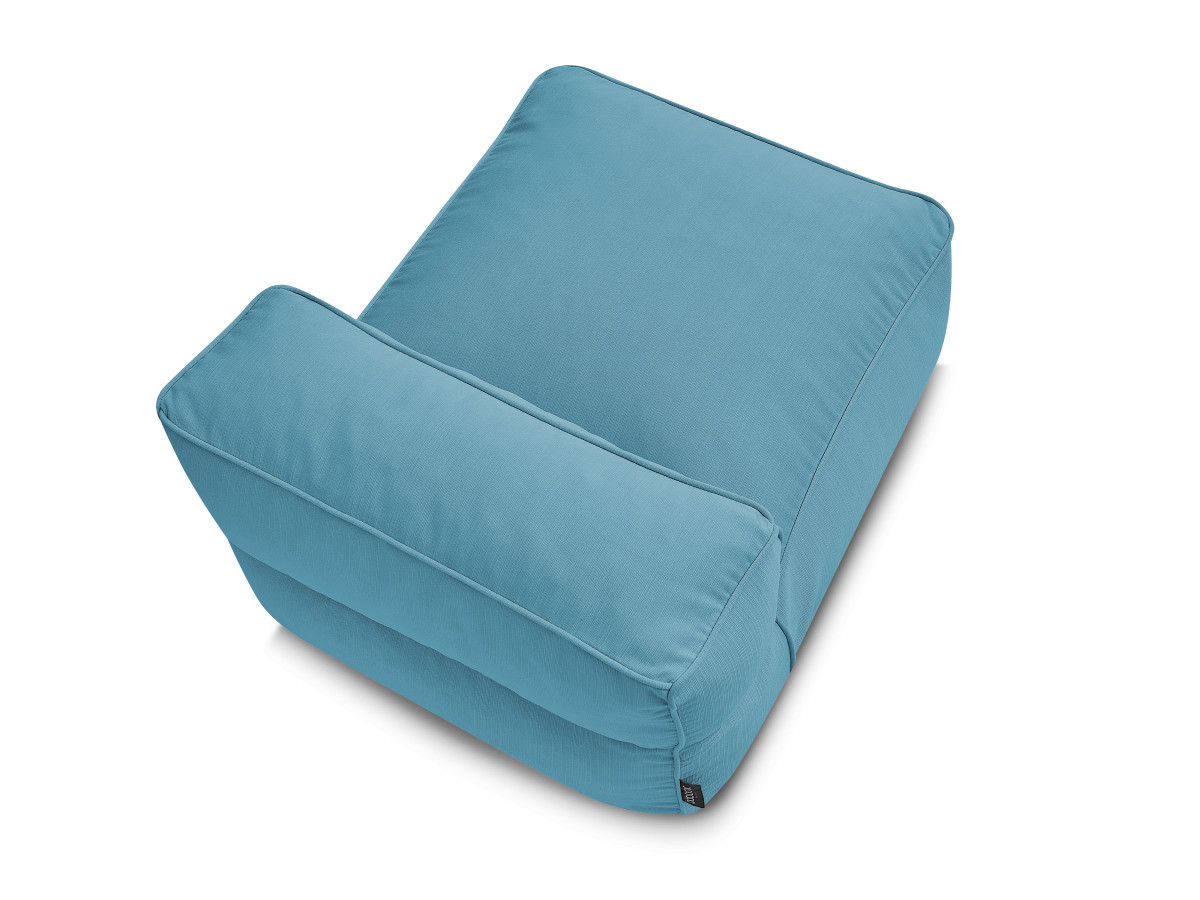 Chauffeuse 1 place sans accoudoir pour canapé de jardin modulable GIULIA avec bâche de protection bleu clair — vue 6