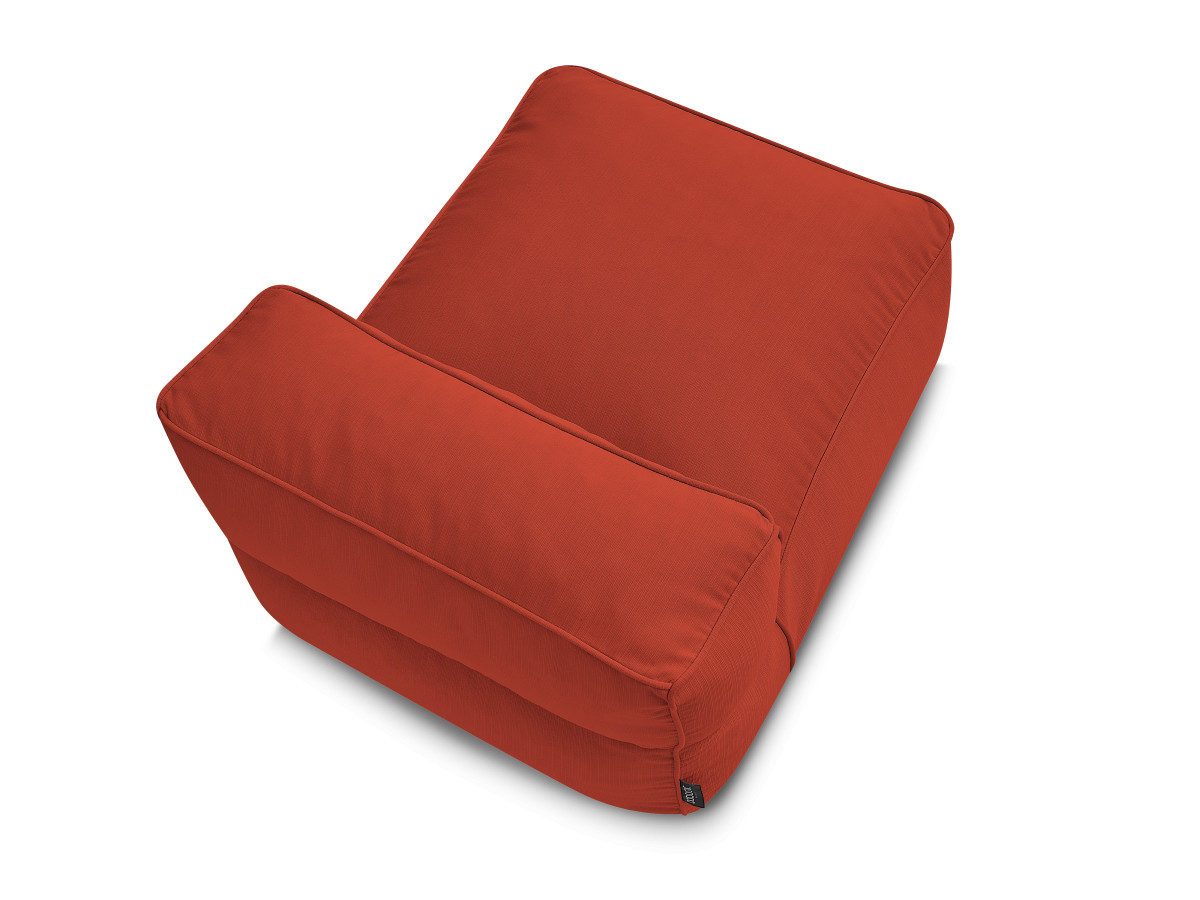Canapé d'angle fixe EVEREST tissu chiné - Orange - Angle droit - 10 coussins