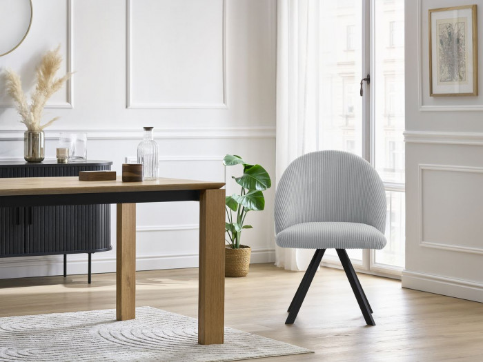 Lot de chaises LALIE tissu velours côtelé et pieds étoile