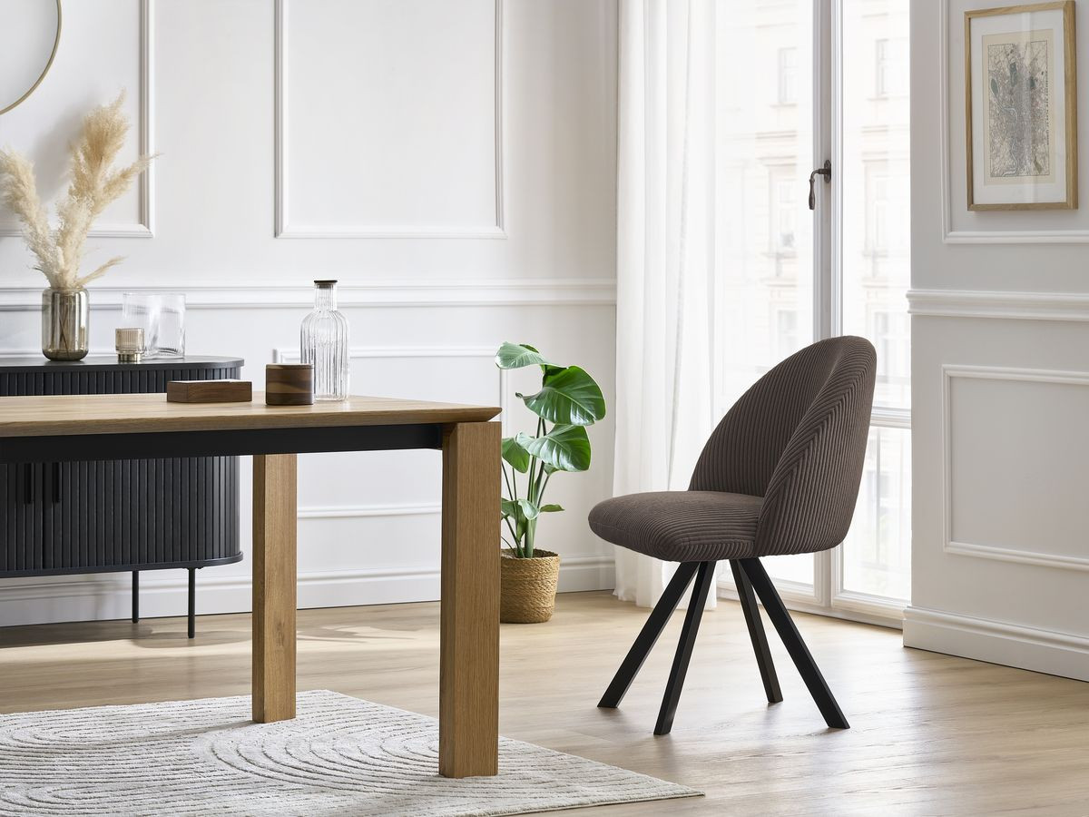 Lot de chaises LALIE velours côtelé et pieds étoile marron — vue 5