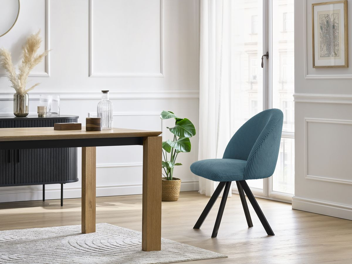 Lot de chaises LALIE velours côtelé et pieds étoile bleu foncé — vue 5