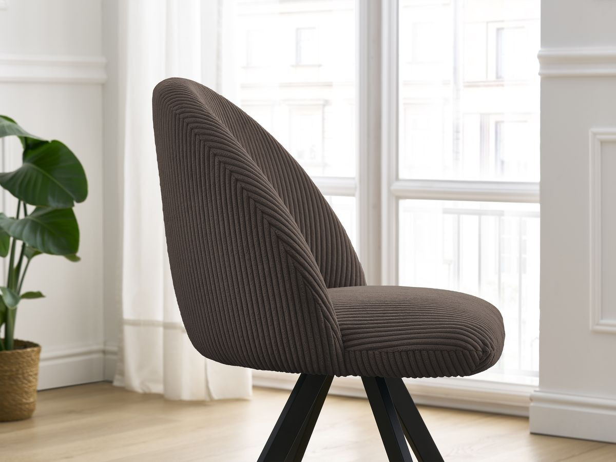 Lot de chaises LALIE tissu velours côtelé et pieds étoile