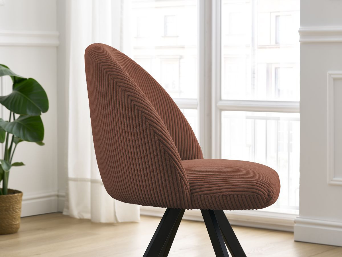 Lot de chaises LALIE tissu velours côtelé et pieds étoile
