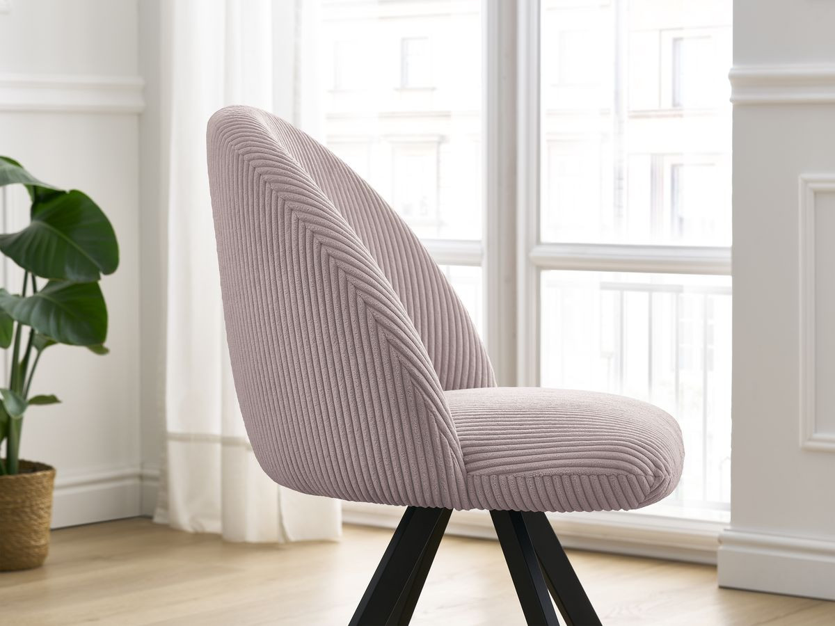 Lot de chaises LALIE tissu velours côtelé et pieds étoile