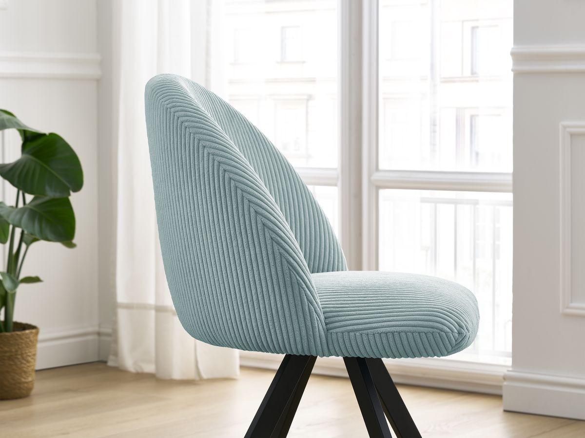 Lot de chaises LALIE tissu velours côtelé et pieds étoile