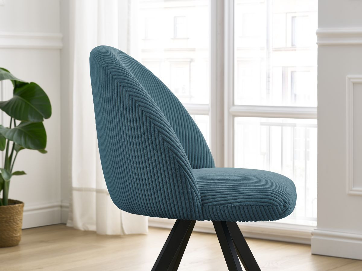 Lot de chaises LALIE tissu velours côtelé et pieds étoile