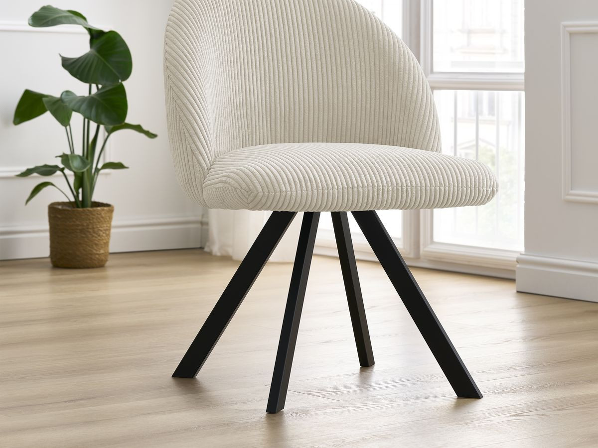 Lot de chaises LALIE tissu velours côtelé et pieds étoile