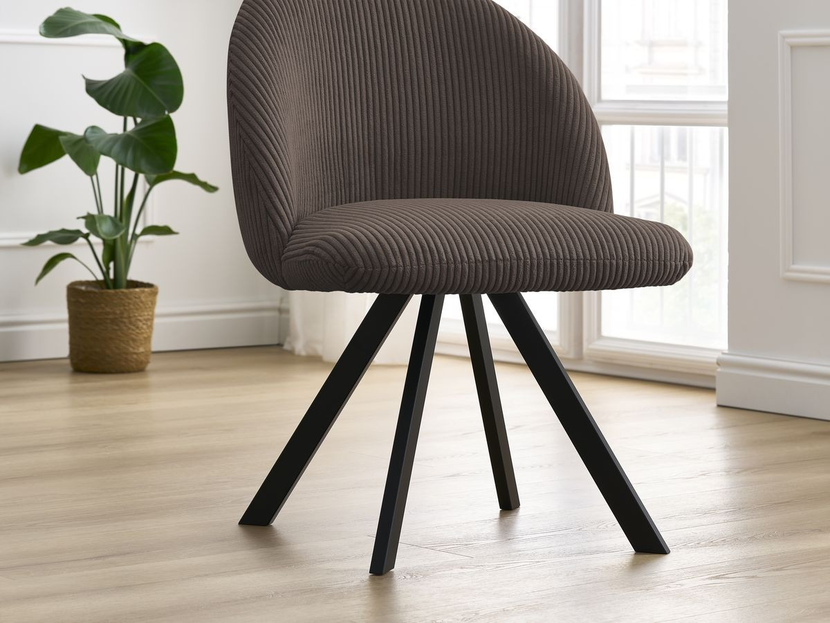 Lot de chaises LALIE tissu velours côtelé et pieds étoile