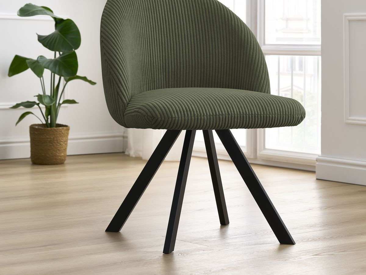Lot de chaises LALIE tissu velours côtelé et pieds étoile