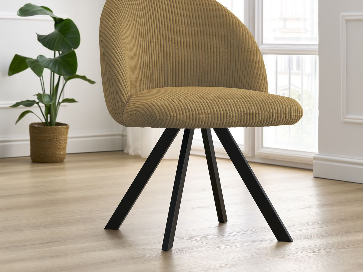 Lot de chaises LALIE tissu velours côtelé et pieds étoile