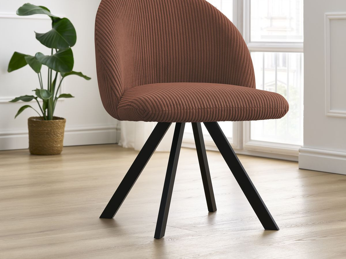 Lot de chaises LALIE tissu velours côtelé et pieds étoile