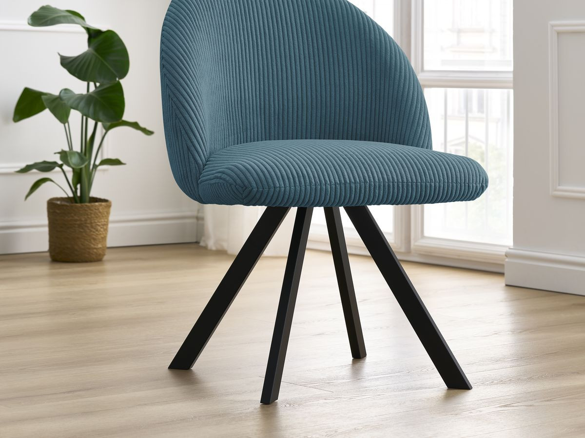 Lot de chaises LALIE tissu velours côtelé et pieds étoile