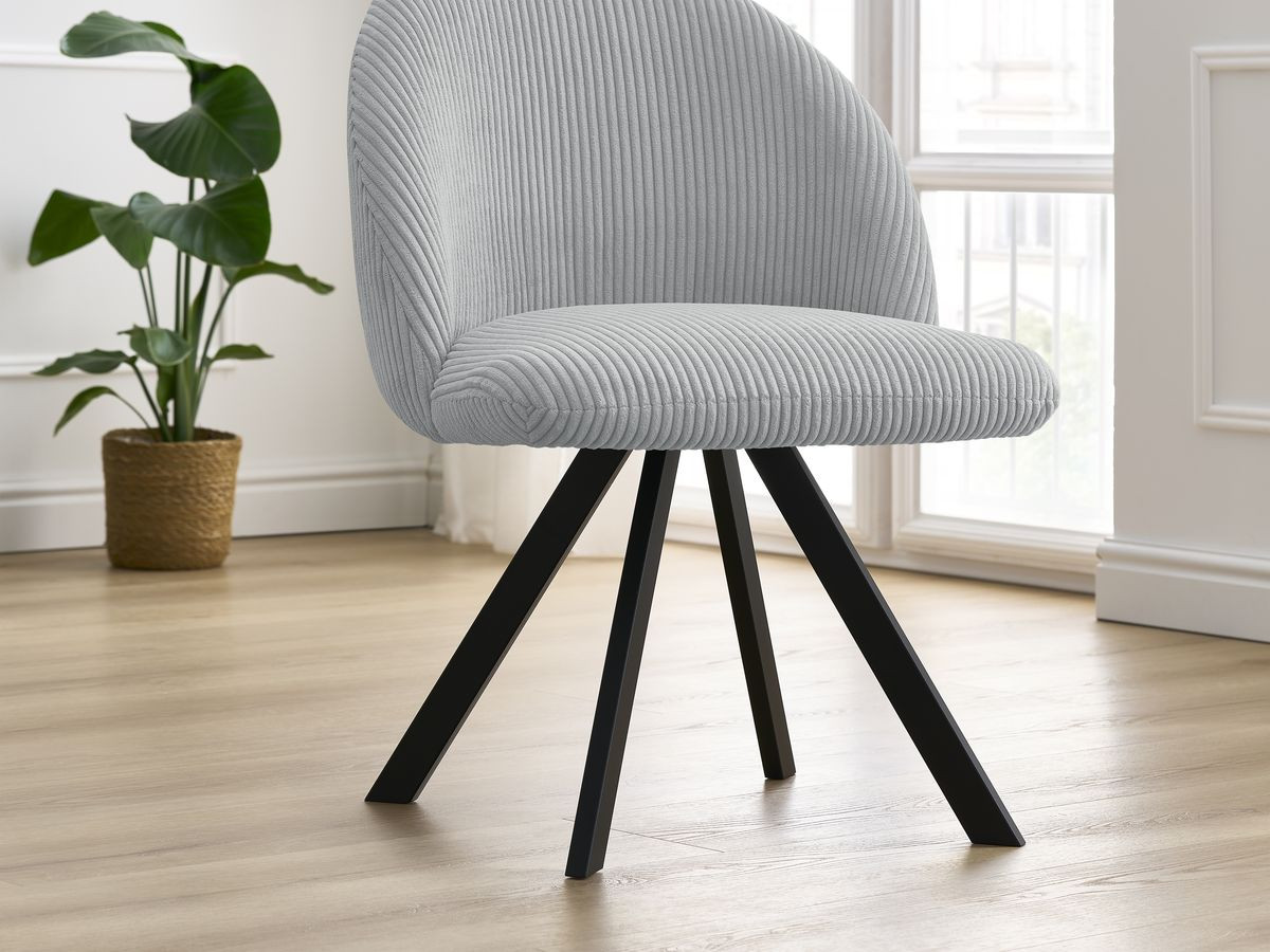 Lot de chaises LALIE tissu velours côtelé et pieds étoile