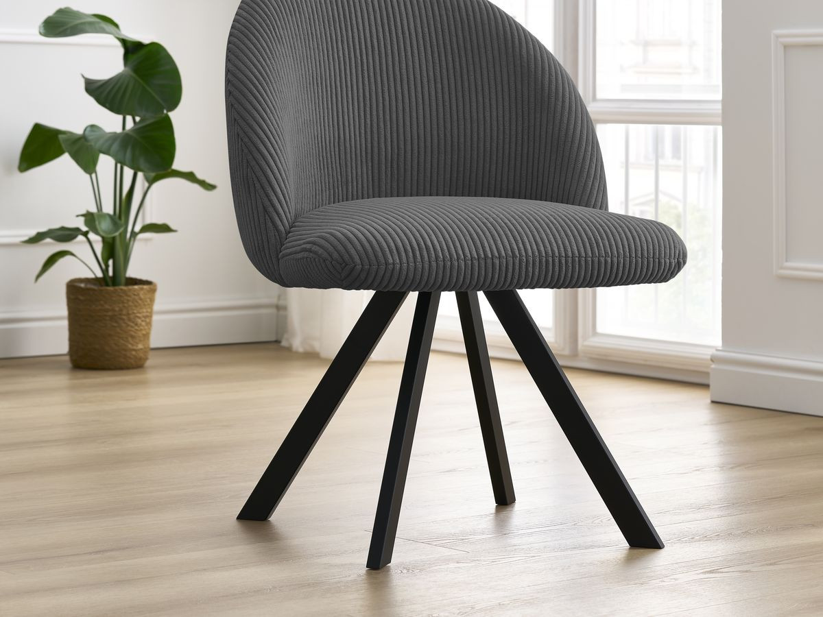 Lot de chaises LALIE tissu velours côtelé et pieds étoile