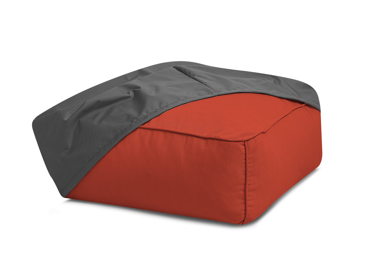 Canapé d'angle fixe EVEREST tissu chiné - Orange - Angle droit - 10 coussins