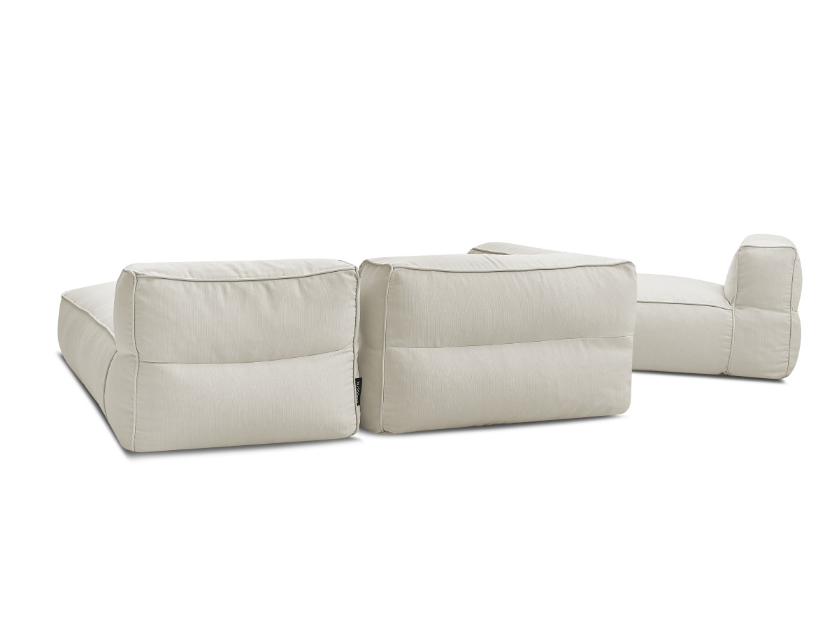 Canapé de jardin modulable GIULIA avec bâche de protection, 1 chauffeuse 1 place, 1 angle et 1 méridienne