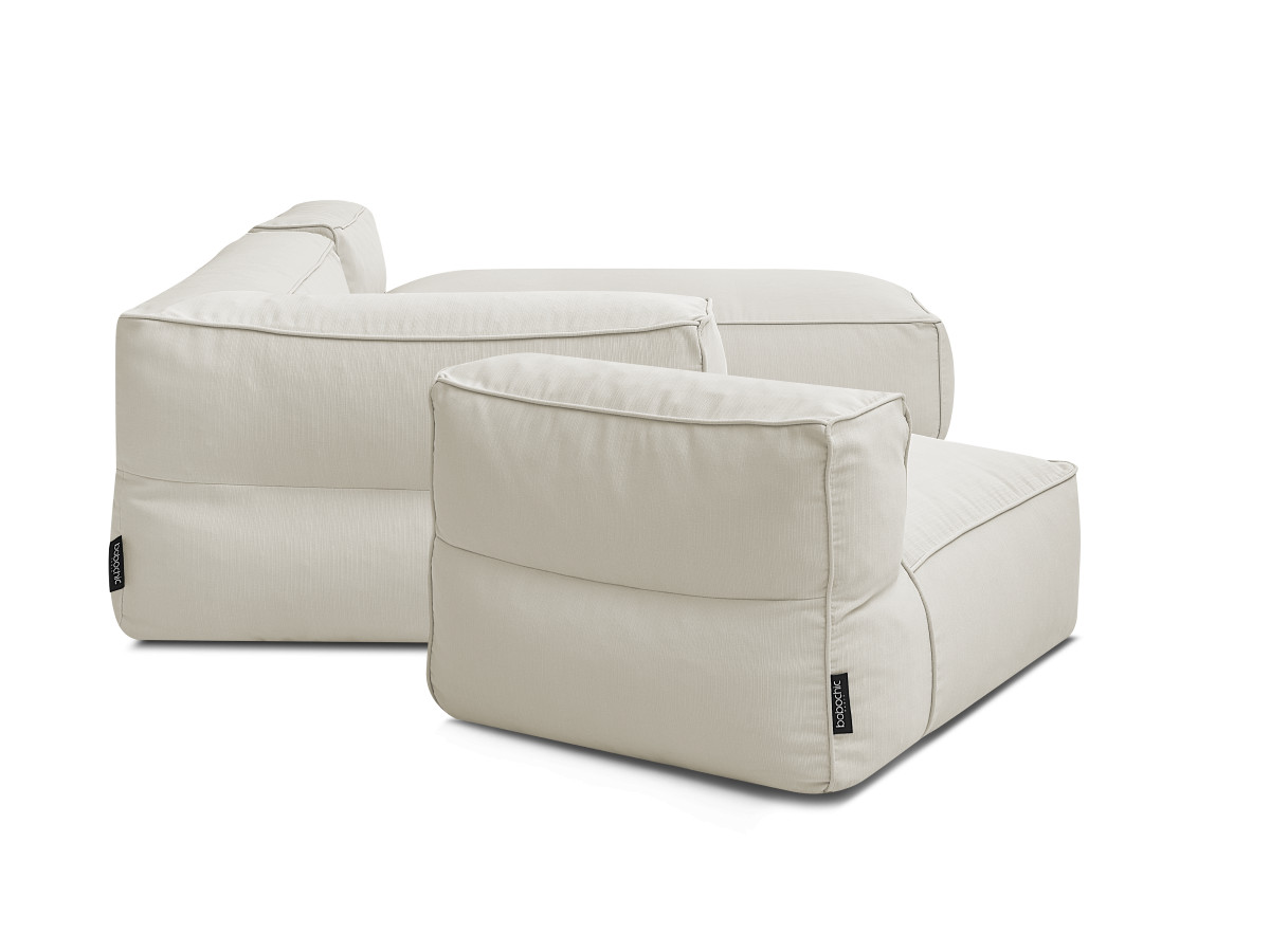 Canapé de jardin modulable GIULIA avec bâche de protection, 1 chauffeuse 1 place, 1 angle et 1 méridienne