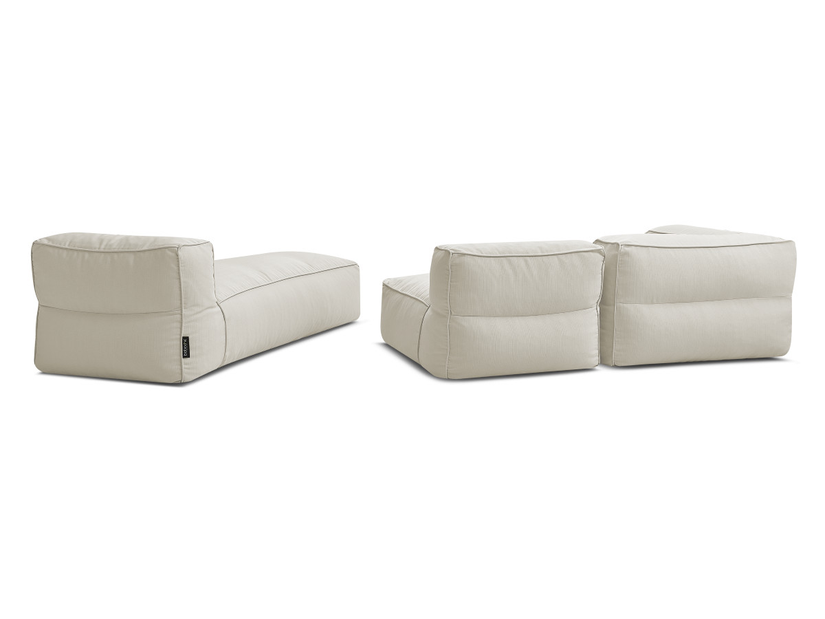 Canapé de jardin modulable GIULIA avec bâche de protection, 1 chauffeuse 1 place, 1 angle et 1 méridienne