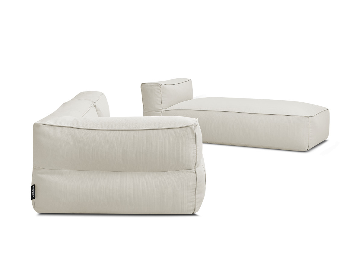 Canapé de jardin modulable GIULIA avec bâche de protection, 1 chauffeuse 1 place, 1 angle et 1 méridienne
