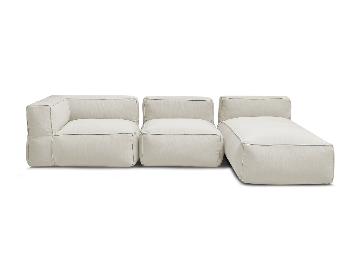 Canapé de jardin modulable GIULIA avec bâche de protection, 1 chauffeuse 1 place, 1 angle et 1 méridienne