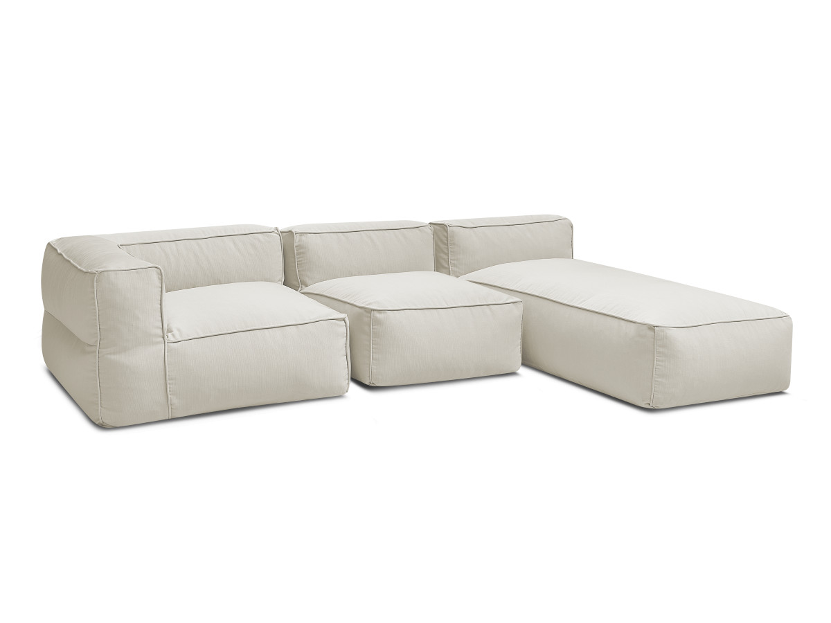 Canapé de jardin modulable GIULIA avec bâche de protection, 1 chauffeuse 1 place, 1 angle et 1 méridienne