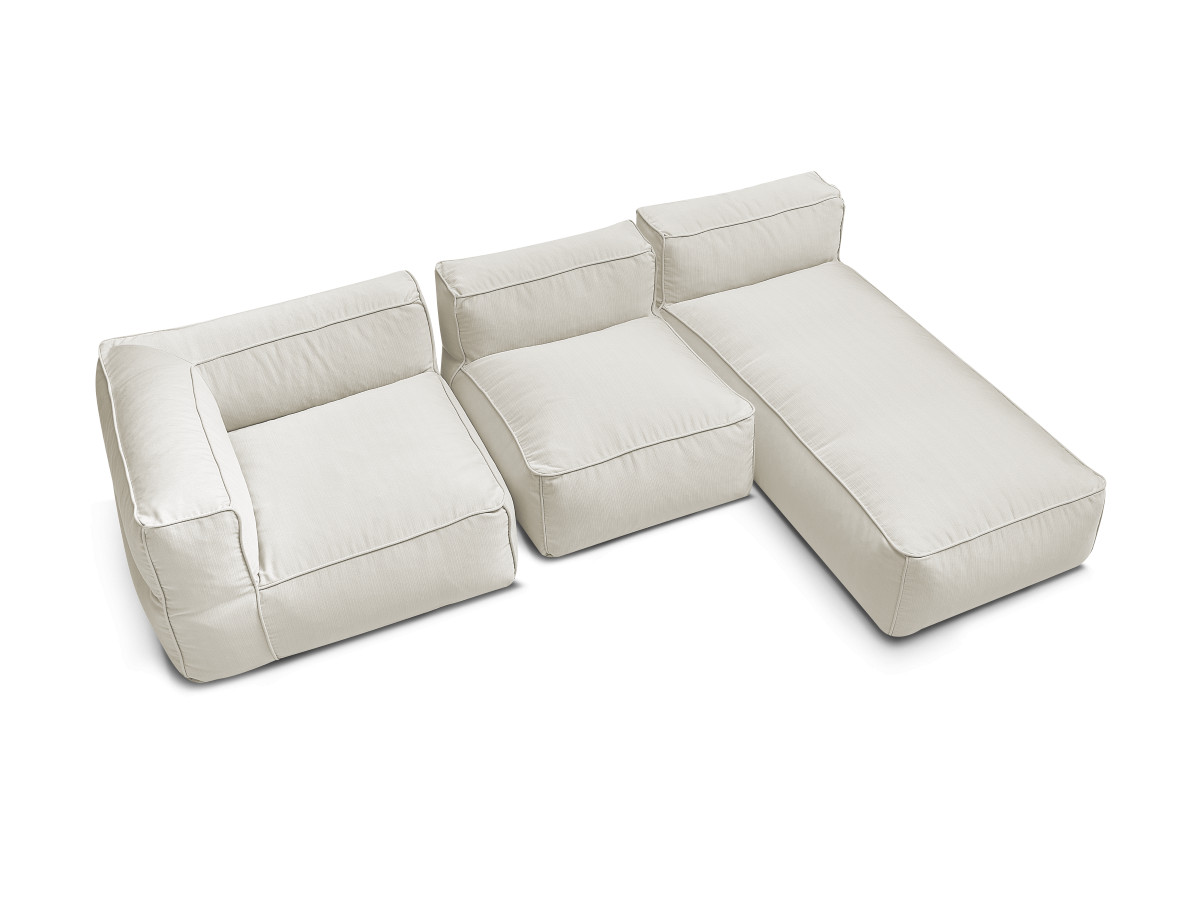 Canapé de jardin modulable GIULIA avec bâche de protection, 1 chauffeuse 1 place, 1 angle et 1 méridienne