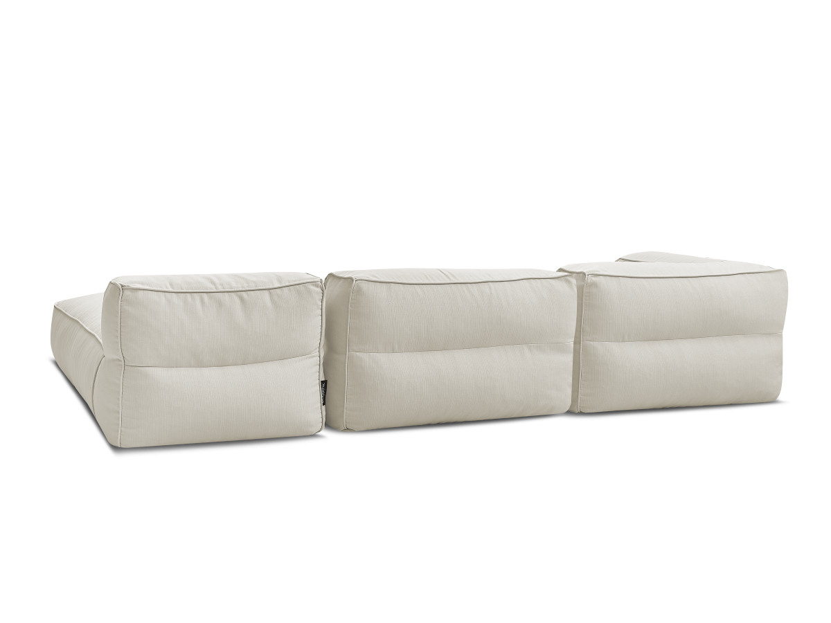 Canapé de jardin modulable GIULIA avec bâche de protection, 1 chauffeuse 1 place, 1 angle et 1 méridienne