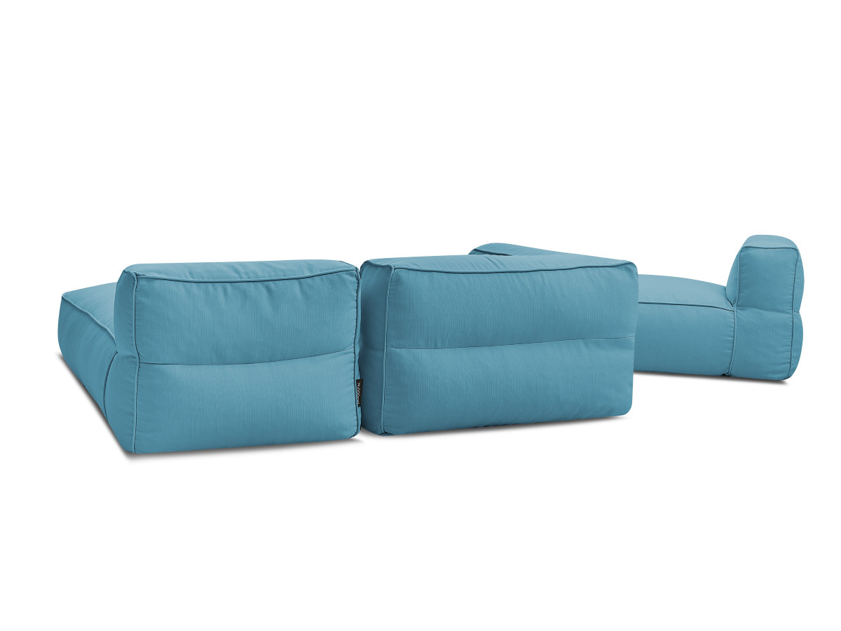Canapé de jardin modulable GIULIA avec bâche de protection, 1 chauffeuse 1 place, 1 angle et 1 méridienne