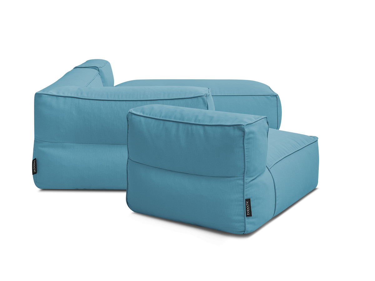 Canapé de jardin modulable GIULIA avec bâche de protection, 1 chauffeuse 1 place, 1 angle et 1 méridienne