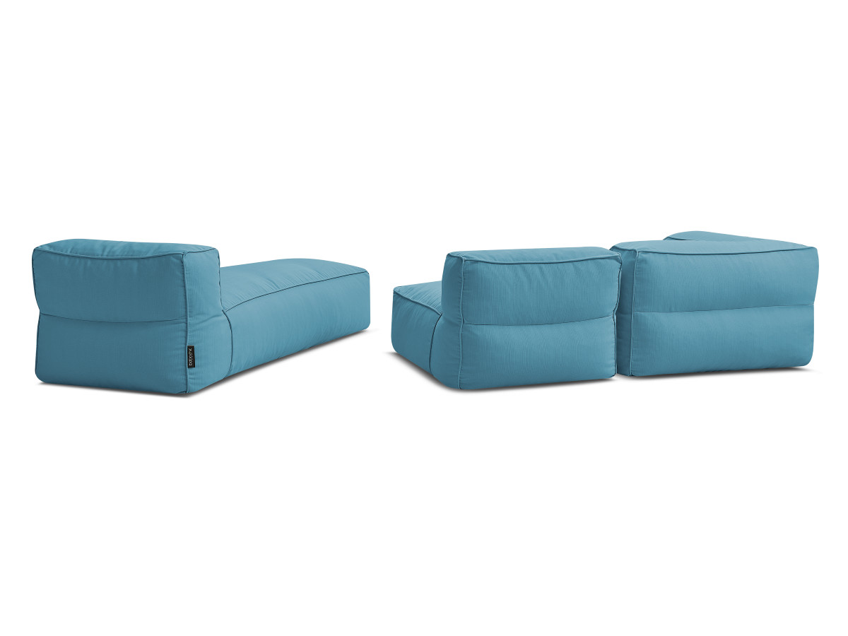 Canapé de jardin modulable GIULIA avec bâche de protection, 1 chauffeuse 1 place, 1 angle et 1 méridienne