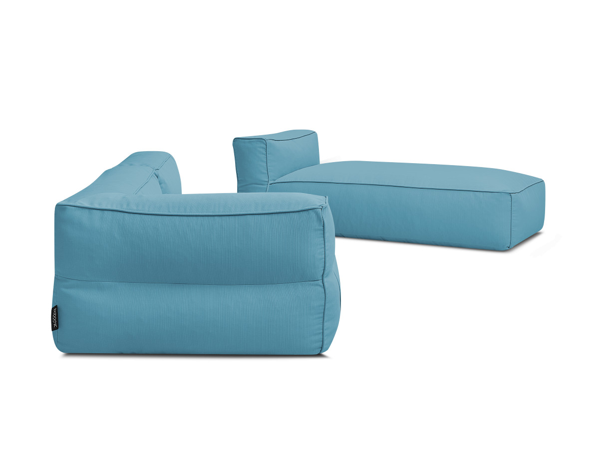 Canapé de jardin modulable GIULIA avec bâche de protection, 1 chauffeuse 1 place, 1 angle et 1 méridienne