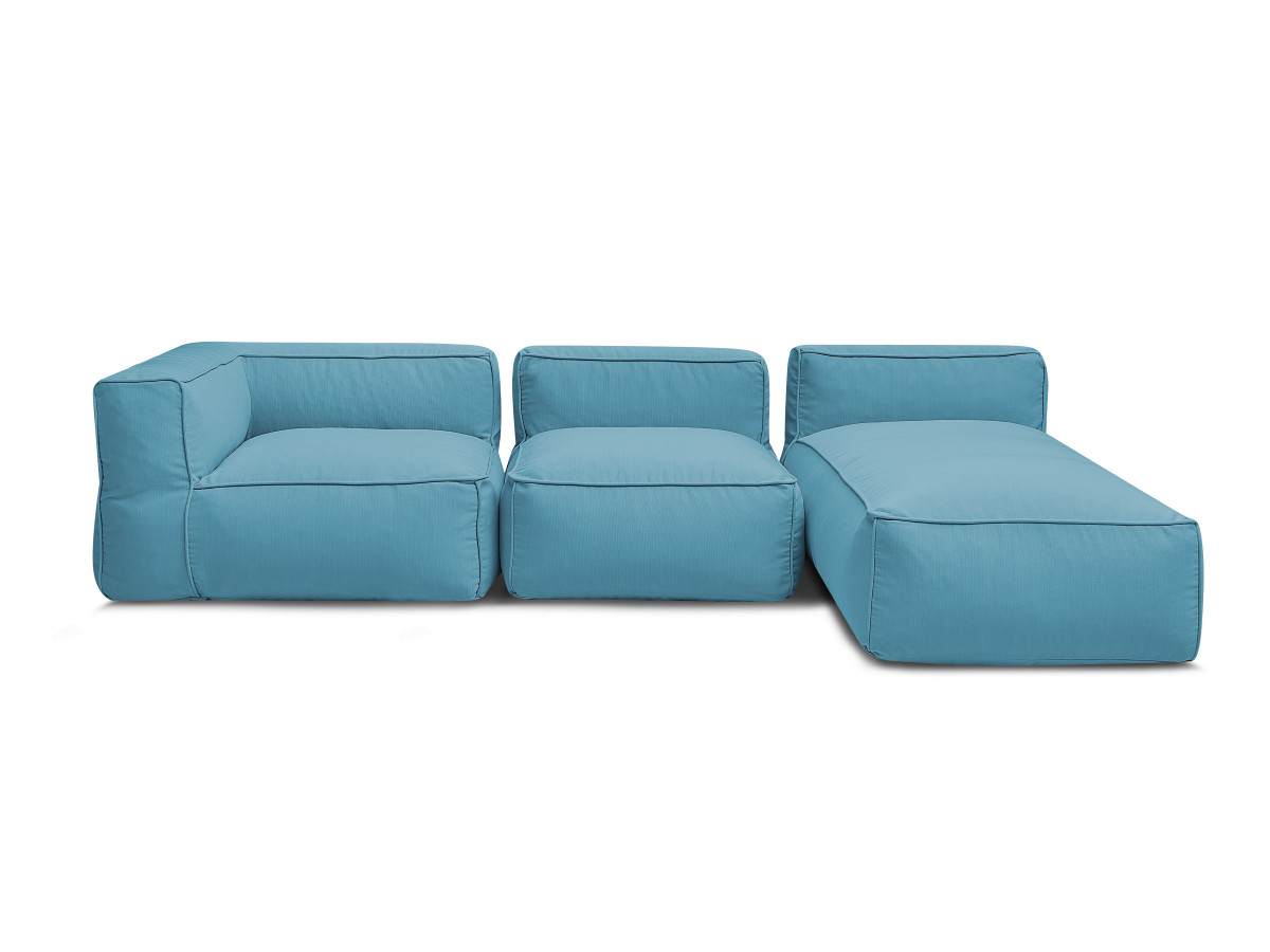 Canapé de jardin modulable GIULIA avec bâche de protection, 1 chauffeuse 1 place, 1 angle et 1 méridienne