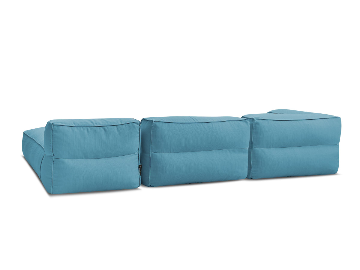 Canapé de jardin modulable GIULIA avec bâche de protection, 1 chauffeuse 1 place, 1 angle et 1 méridienne