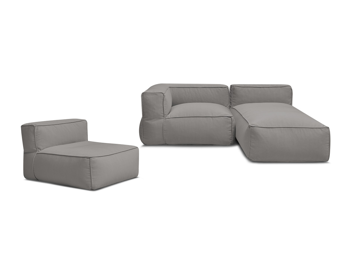 Modulaire tuinbank GIULIA met beschermhoes, 1 eenpersoonsfauteuil, 1 hoekbank en 1 chaise longue