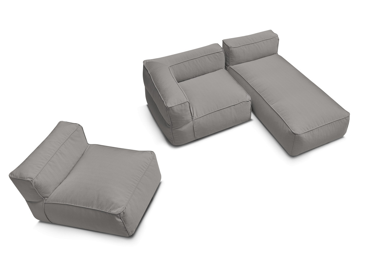 Modulaire tuinbank GIULIA met beschermhoes, 1 eenpersoonsfauteuil, 1 hoekbank en 1 chaise longue