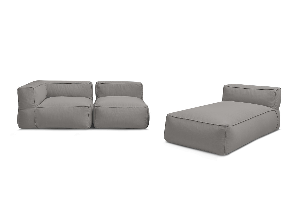 Modulaire tuinbank GIULIA met beschermhoes, 1 eenpersoonsfauteuil, 1 hoekbank en 1 chaise longue
