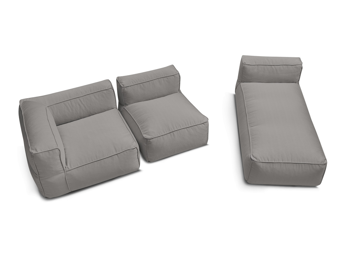 Modulaire tuinbank GIULIA met beschermhoes, 1 eenpersoonsfauteuil, 1 hoekbank en 1 chaise longue